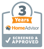 HomeAdvisor Three Years Screen & Approved full-color logo